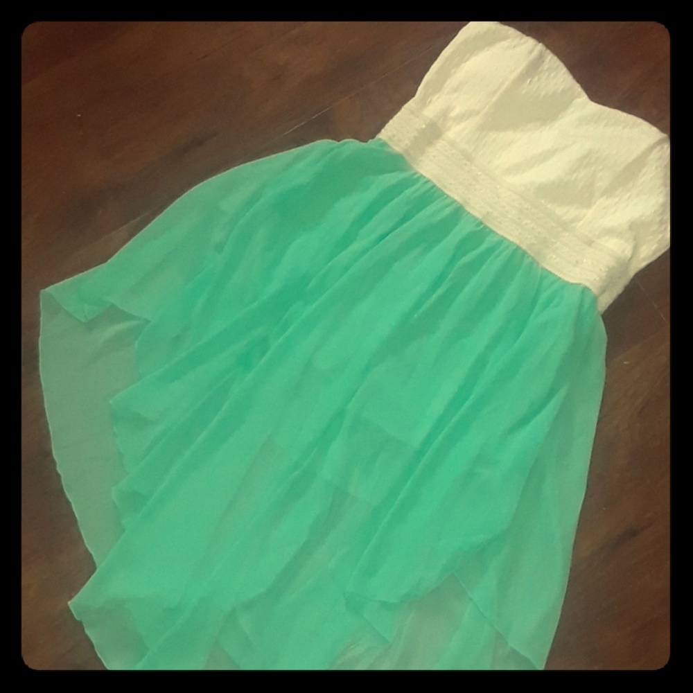 Gorgeous BNWT mint green/ cream strapless dress XL